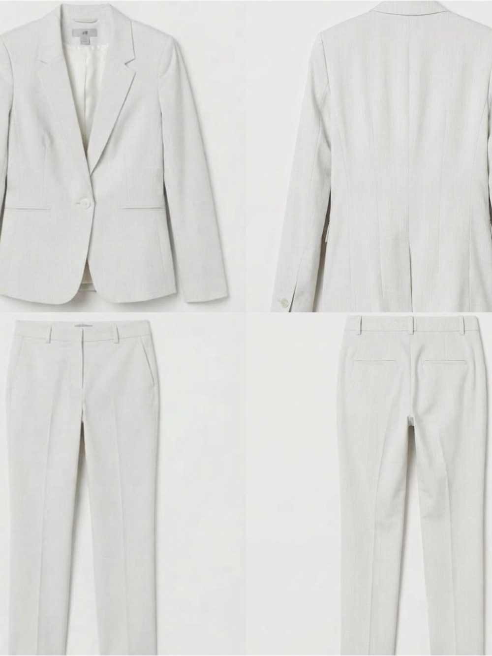 H&M Light Gray Pinstripe 2 Piece Suit Blazer & Pants Set (Size 0)